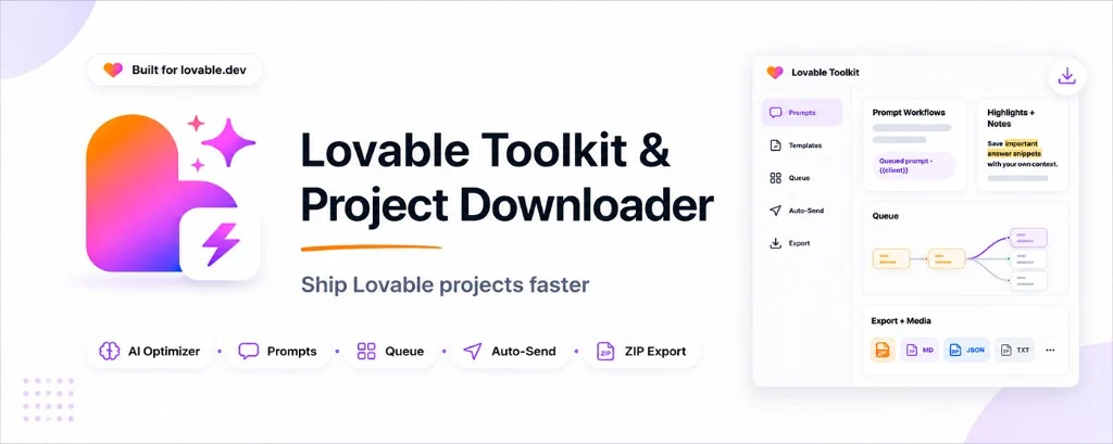Lovable Project Downloader: AI Prompt Optimizer & Auto Queue